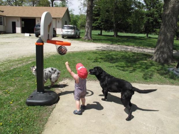 Emmit playing hoop